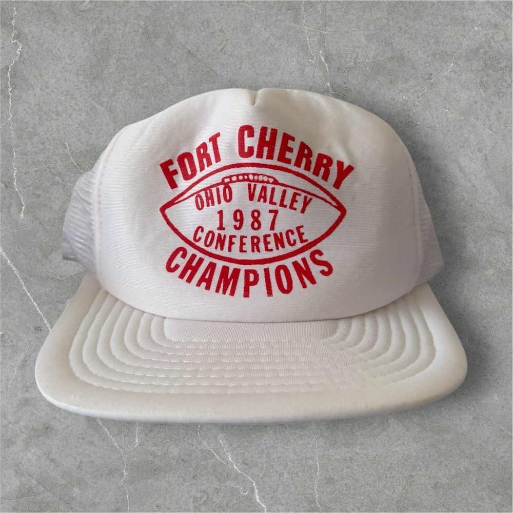 1987 Fort Cherry Ohio Valley Conference Champions Football Trucker Hat White